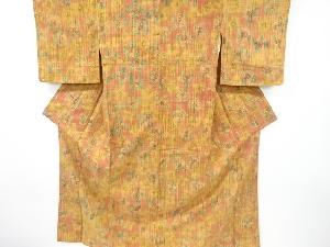 アンティーク　抽象花模様手織り紬着物